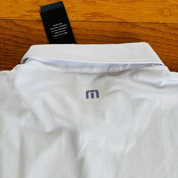 Travis Mathew Mens XL Bigger Boat Golf Polo Short Sleeve White Purple New NWT - Picture 5 of 6